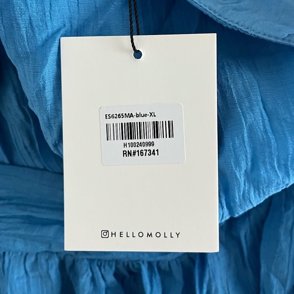 NWT HELLO MOLLY | Frill Detail Find Out One Shoulder Midi Dress Blue | Size XL - Picture 10 of 16